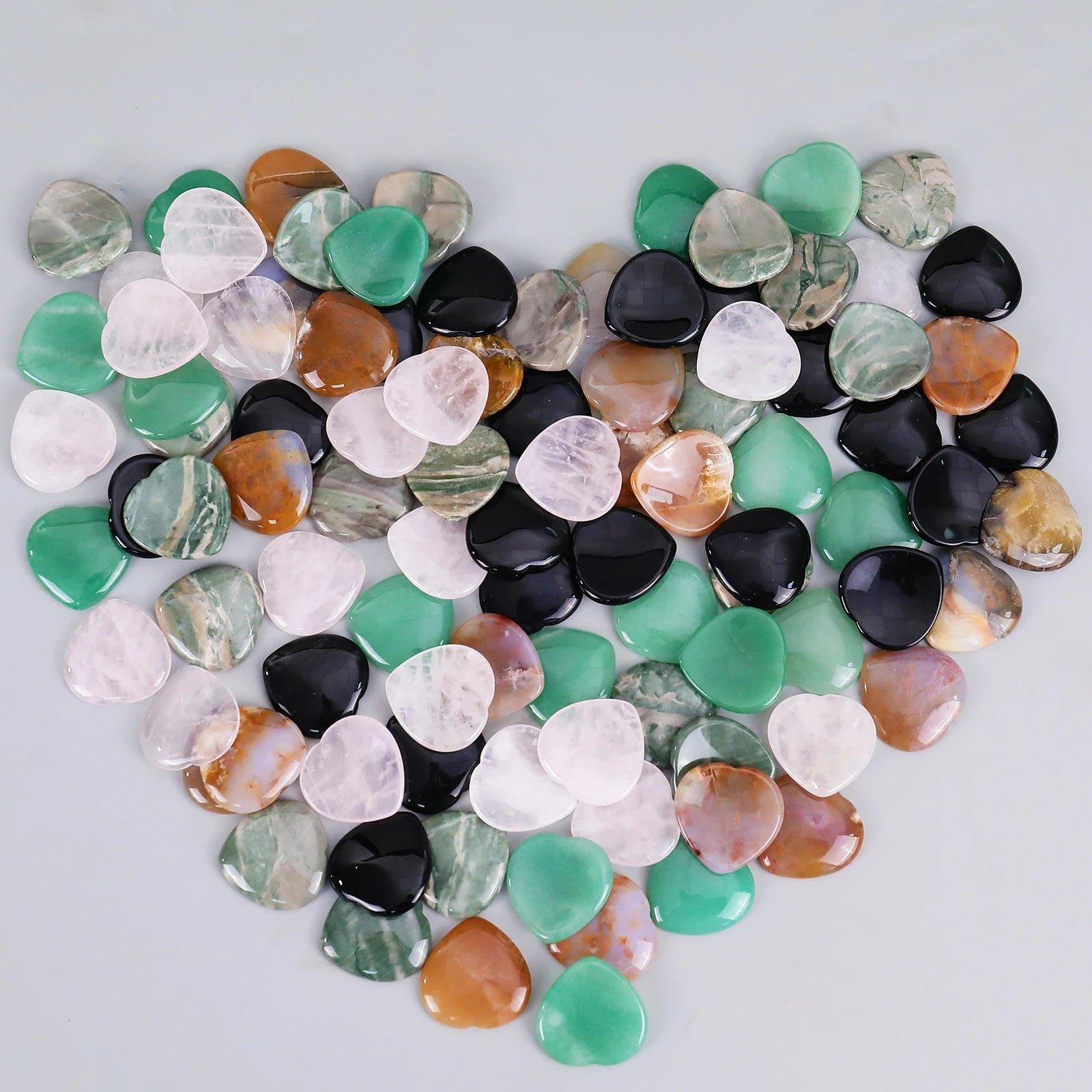 Wholesale Natural Heart Thumb Massage Worry Stone Crystal High Quality Gemstone Sculpture Customizable Palm Craft Healing Stones