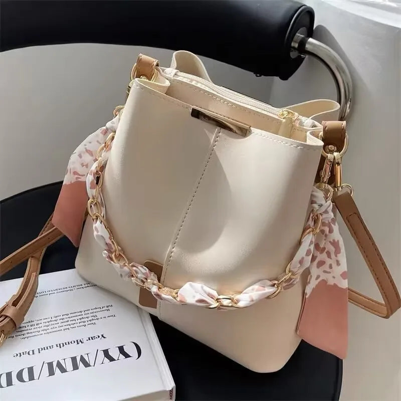 Wholesale Fashion One-shoulder Bags Candy Pu Leather Chain Bucket Bag for Women