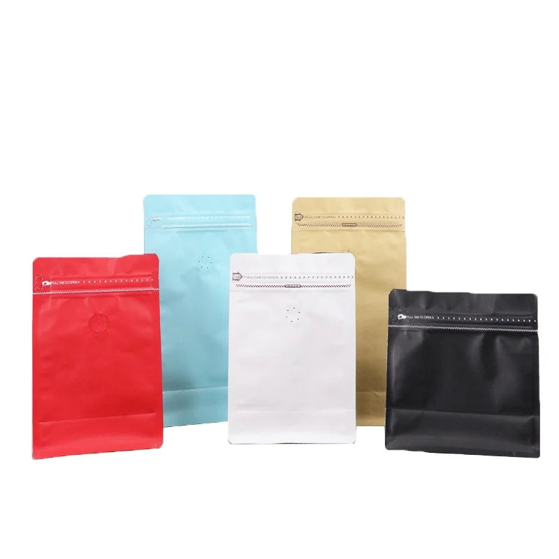 250g 500g 1kg Flat Bottom Coffee Pouch Custom Empty Coffee Bags Custom Printed Coffee Beans Packaging Bags