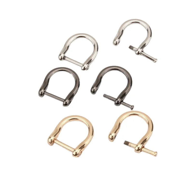 1.4/1.8cm D Ring Metal Open Screw Buckle Detachable Shackle Clasp Leather Craft Bag Strap Belt Handle Shoulder Webbing Buckle