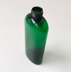60ml 120ml 250ml Green PET Cosmo Oval Bottles With Smooth White Disc Top Caps for Lotions Soaps Shampoos Dispensing