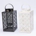 Fashion Handmade Craft Decorative Candlestick LampMHollow Out Wrought Iron Black and White Candle Lanterns for Home Decoration