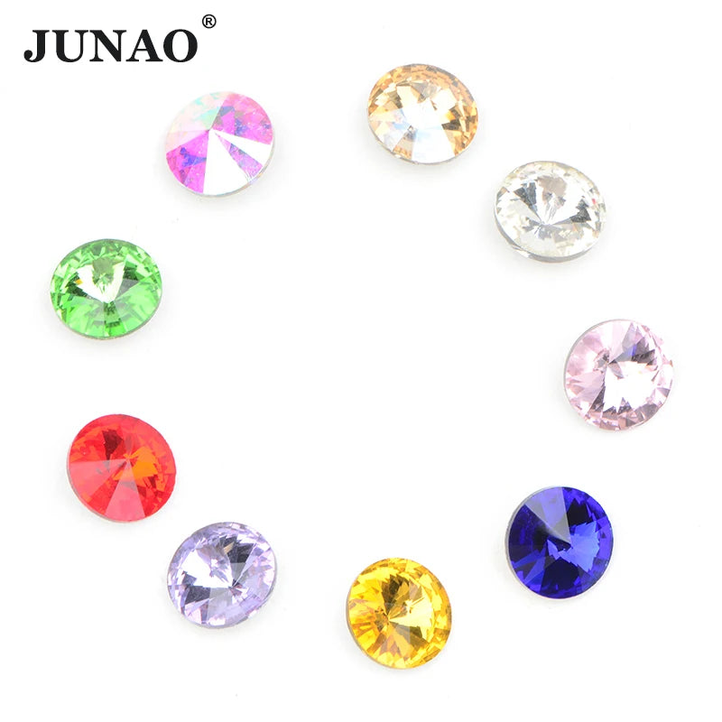 Wholesale 8 10 12 14 16 18mm Pointback Strass Diamond Round Crystal AB Stones Rivoli Glass Rhinestone for DIY Crafts