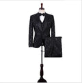 2026 New Bridegroom Wedding Dress Slim Fitting Men's Dark Pattern Suit Three Piece Performance Suit
