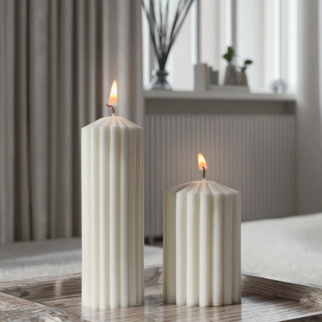 Geometric Pointed Striped Cylindrical Candle Mold Home Decorative Ornaments Casting Mould Diy Aromatherapy Pillar Candle Making