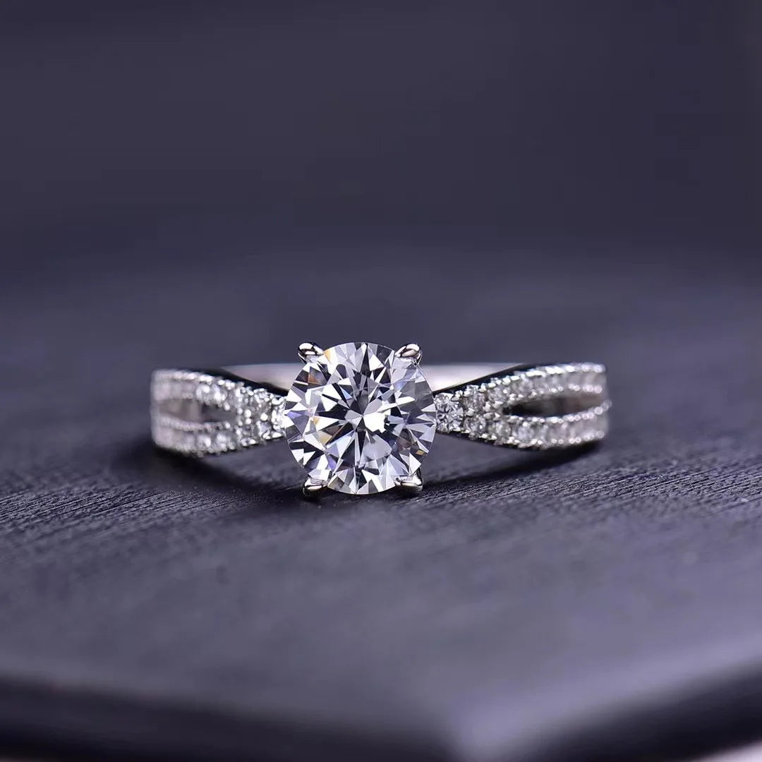 New Arrival Silver 925 Original 1 Carat Brilliant Cut Pass Diamond Test D Color Moissanite Wedding Ring for Women Fine Jewelry