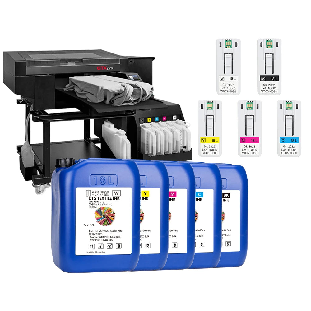 18L Textile Ink DTG With Chip for Brother GTX GTX Pro 600 422 423 Series Printer
