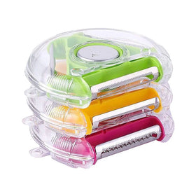 Three-in-one Multifunctional Rotary Peeling Knife Round Portable Kitchen Vegetable Peeler Stainless Steel apple Peeler