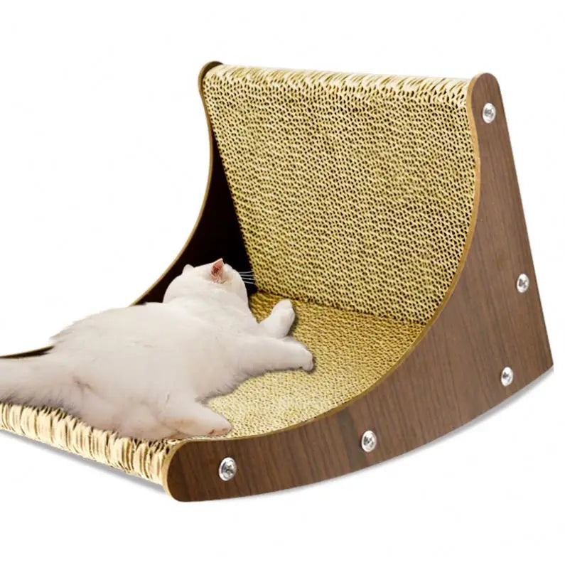 Modern Indoor L-Shape Cat Scratcher with Sustainable Protective Cardboard Brown Packaged Opp Bag Ball Toy Cat Trees Scratcher