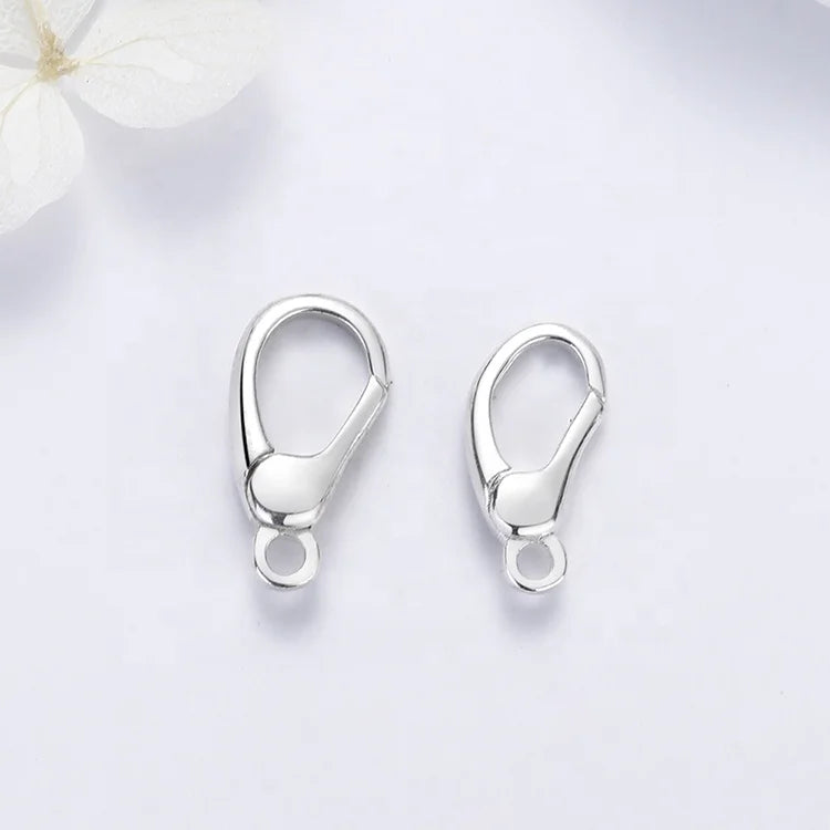 Fashion Elegant Moon Shaped 925 Sterling Silver Charm Lock Findings Push Gate Gold Plated Necklace Clasp 13mm 14mm