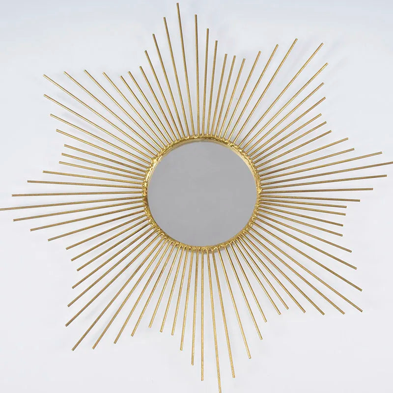 60X60CM Shinny Golden Sun Creative Design Art Modern Home Decorative Metal Wall Mirrors Superior Quality Luxury Dropshipping DDP
