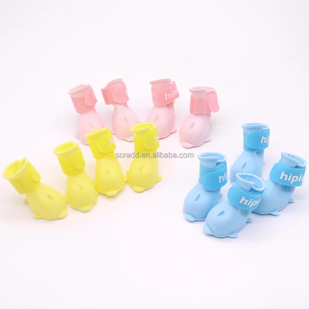2025 Waterproof Outdoor Anti-slip Pet Teddy Dog Snowy Rain Boots Shoes Factory Wholesale 4 Pcs Customized Logo Cute Puppy