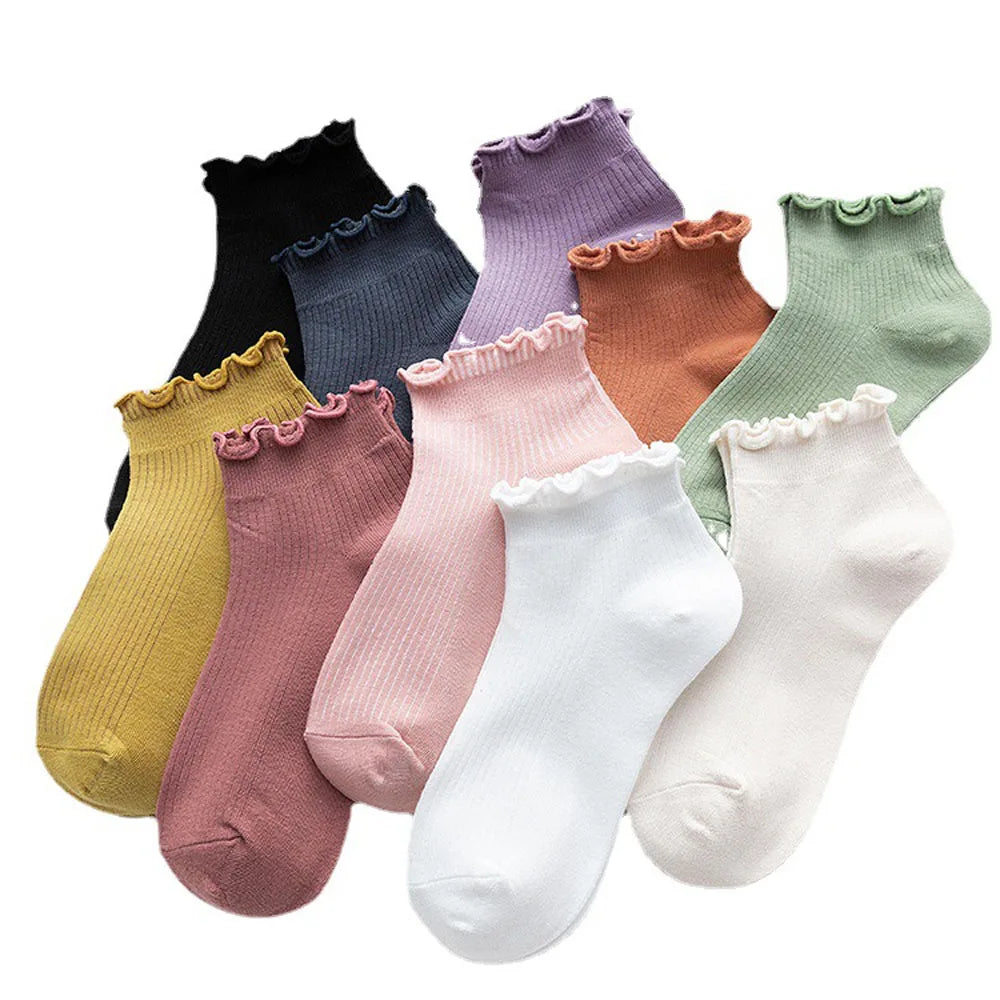 Trendy Candy Color Women Cotton Socks Casual No Show Socks Teen Girl Ankle Socks