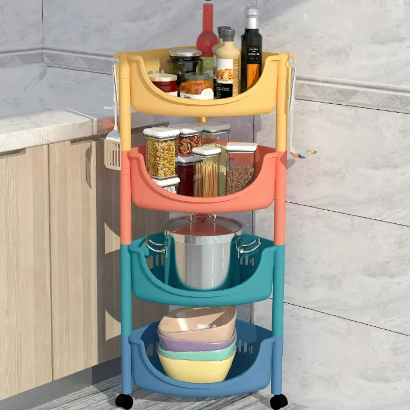 Portable Bathroom Kitchen Cleaning Tools Sponge Storage Racks Organizer PP Plastic Hand Carts Colorful Trolley Corner Shelf