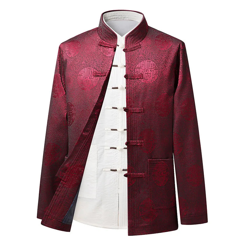 Tang Suit Traditional Chinese Clothing for Men Shirt Jacket Collar Cheongsam Top Retro News Year Clothes Kung Fu