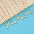 Stainless Steel Cute Tiny Star Heart Pendant Necklace Link Chain 18K Gold Plated Mini Moon Cloud Flower Unisex Gift Wholesale