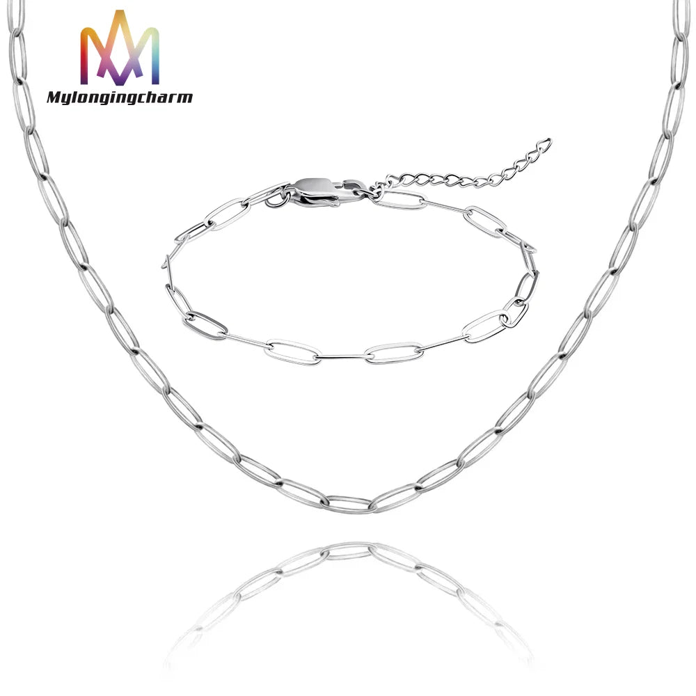 Hot Sale Necklace Bracelet Paperclip Chain Stainless Steel Paper Clip Chains for Jewelry Making