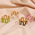 Europe Hot Selling Multi Color Oil Drop Rings Fashion PVD 18K Gold Plated Stainless Steel Rings Jewelry for Women
