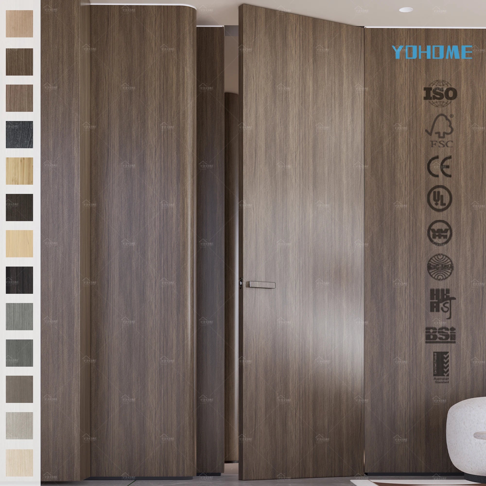 China Luxury Interior Design Waterproof Wood Easy Install Walnut Color for Home  Invisible Bedroom High Quality Hidden Doors