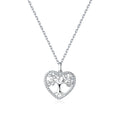 NKL210803A Heart Outline Tree of Life Necklace in 925 Sterling Silver Romantic Heart Shape Tree of Life Sterling Silver Necklace