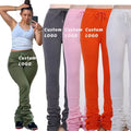 Wholesale Blank Stacked Joggers Custom logo Heavyweight Casual Winter Sweatpants Women