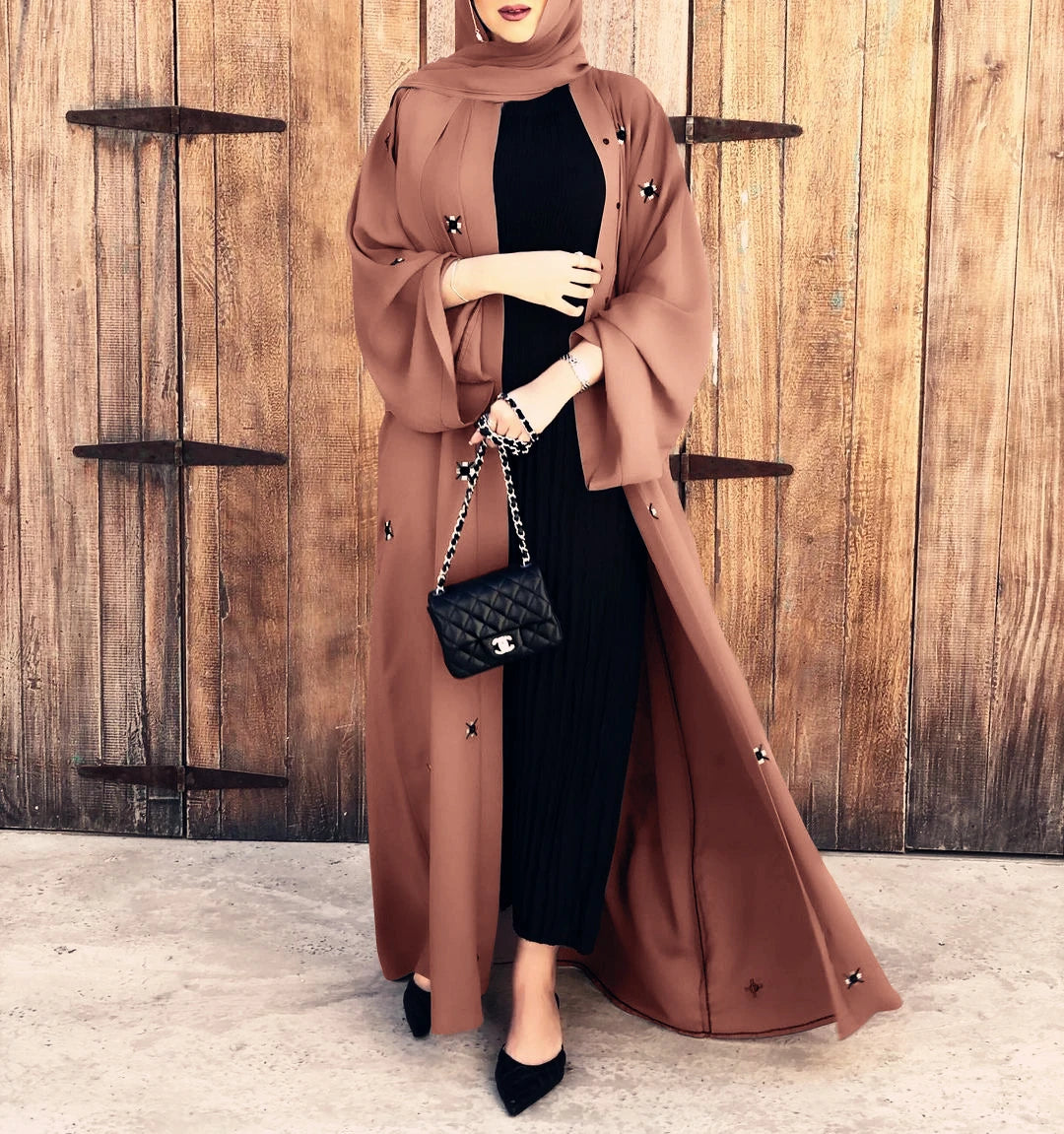 2022 Fashion Muslim Turkey Cardigan Open Front Abaya Kaftan Islamic Clothes Maxi Long Dress Women Party Gowns With Beads