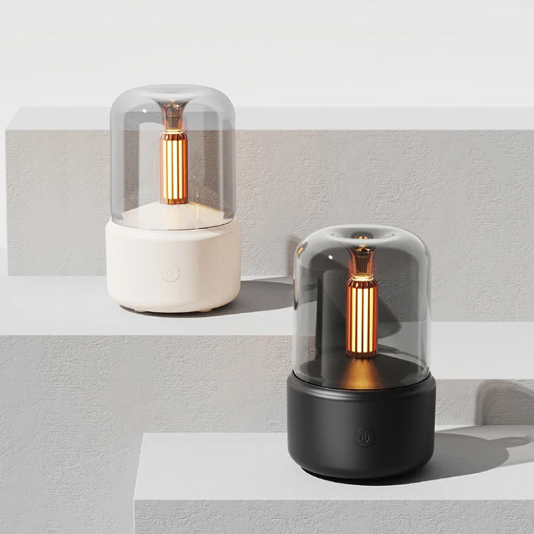 New Design Electric Led Warm Night Candlelight Lamp USB Modern Table Lamp 2 in 1 Humidifier Aroma Diffuser