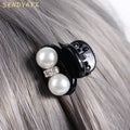 Korean Style Pearl Acrylic Clip Hairs Claw Black Elegant Bow Flower Hair Clamp Women Clip Hairs Ponytail Wholesale