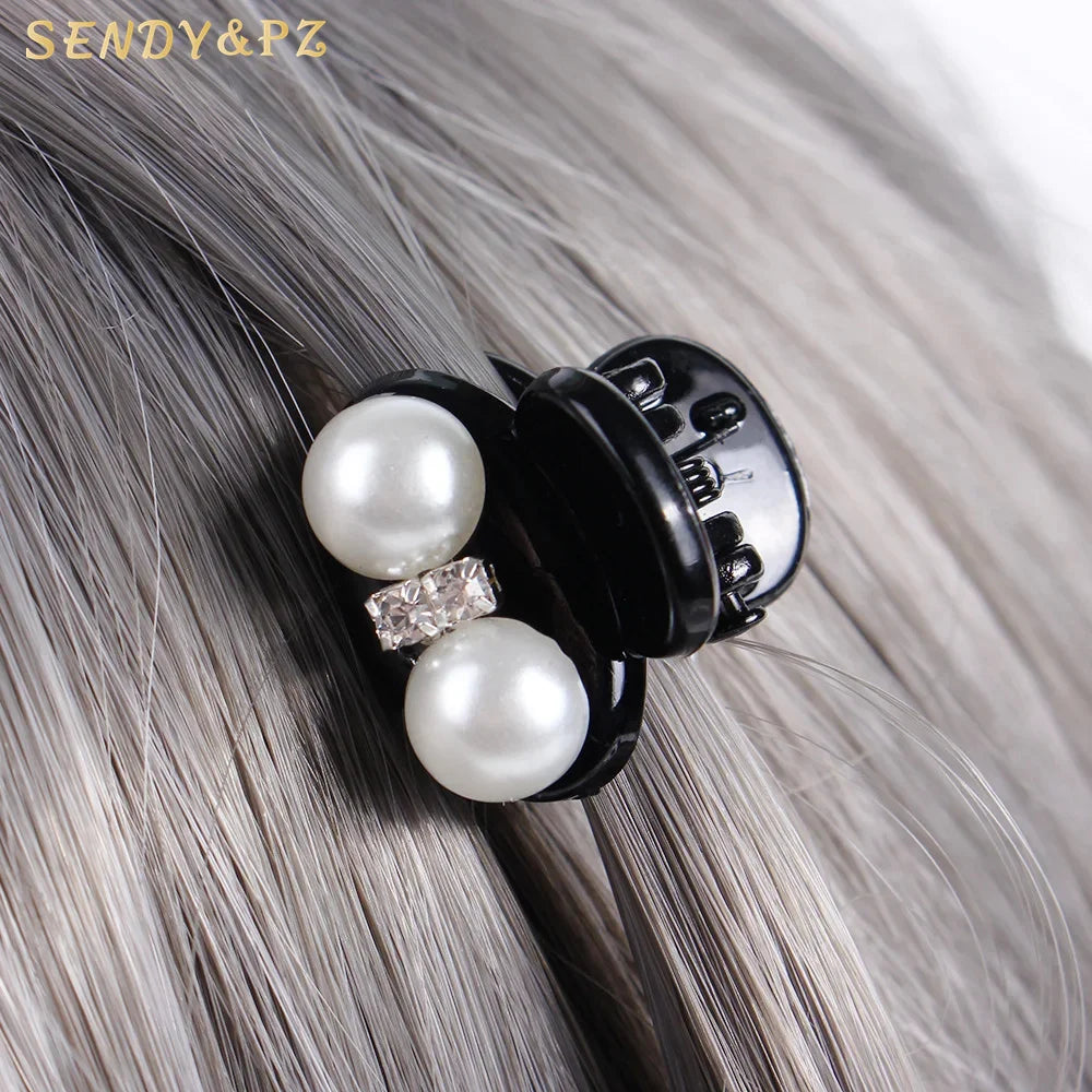 Korean Style Pearl Acrylic Clip Hairs Claw Black Elegant Bow Flower Hair Clamp Women Clip Hairs Ponytail Wholesale
