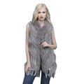 MWFur Fashion Knitted Rabbit Fur Vest With Raccoon Fur Collar Winter Fashion Fur Sleeveless Vests  for Winter Women Ladies