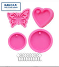 Plastic Fondant & Cookie Moulds Baking Accessories Round Butterfly Heart Keychain Mold Set Disposable 4-Piece
