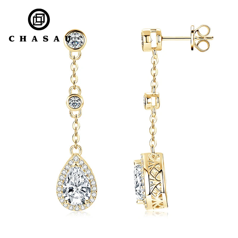 Luxury High Quality 925 Sterling Silver Pear 6x9mm 1.50CT VVS1 Vintage Moissanite Drop Earrings for Women with Free Certificate