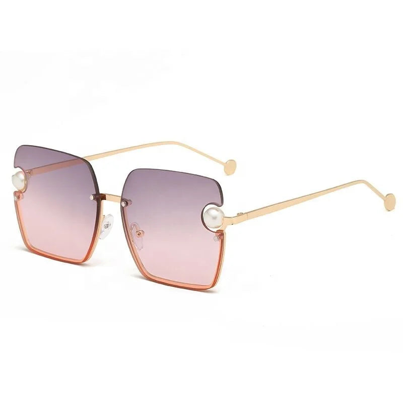 Hot Sale Street Frameless Sunglasses 2021 Women Fashion Rimless Square Diamond Sun Glasses