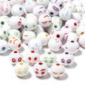 Hot Selling 100pcs/opp Bag Acrylic DIY White Ball Color Cartoon Smile Accessories