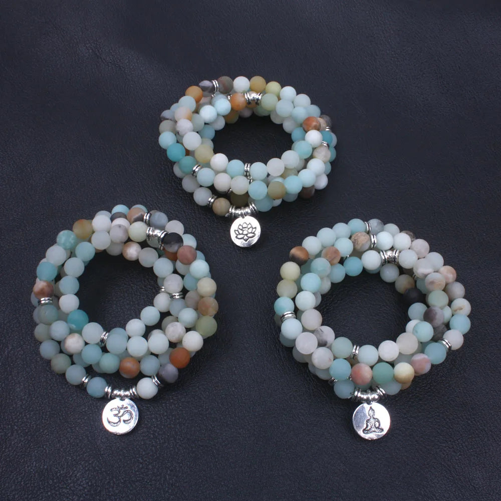 Colorful Lotus Flower Pendant Natural Stone Beaded Bracelet Multilayer Buddha round Beads Bracelet Ethnic Style for Party Gift