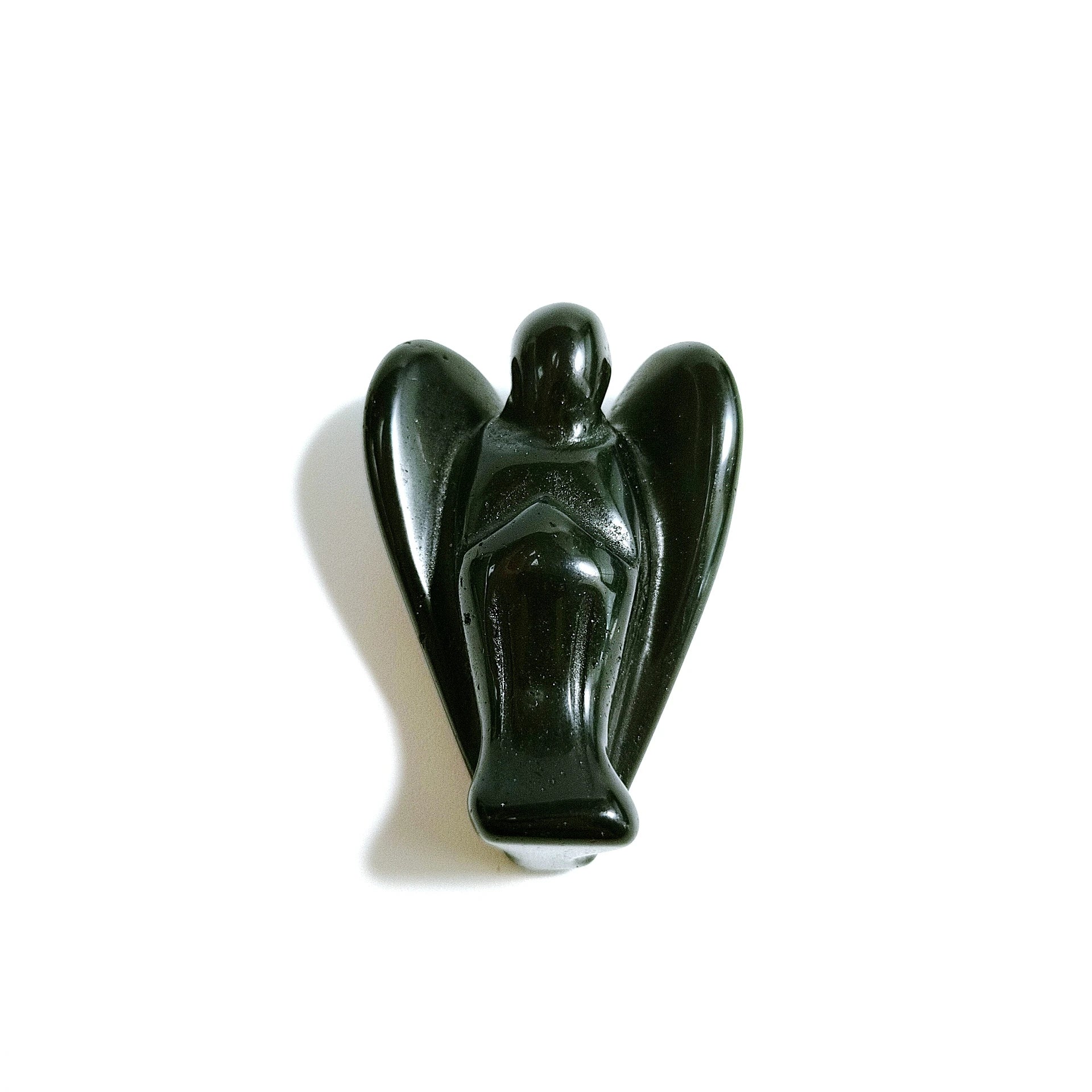 2026 Palm Angel Wing Large Raw Black obsidian Gemstone Carved Crystal Angel Figurine Quartz Angel Crafts