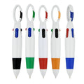 Plastic Multicolor 4 in 1 Shuttle Pen Lanyard Hanger Fat Carabiner Ball Pen Multiple Ink Refills Foam Pens with Carabiner Clip