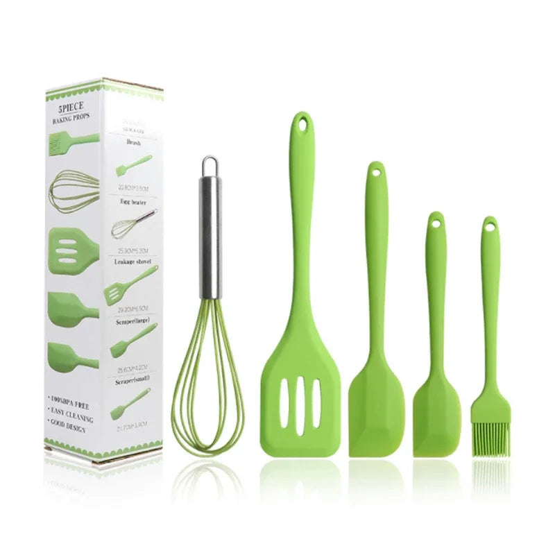 Customized Wholesale Modern Silicone Kitchen Utensil Set Funny Design Sustainable 5-Piece Nonstick Utensils