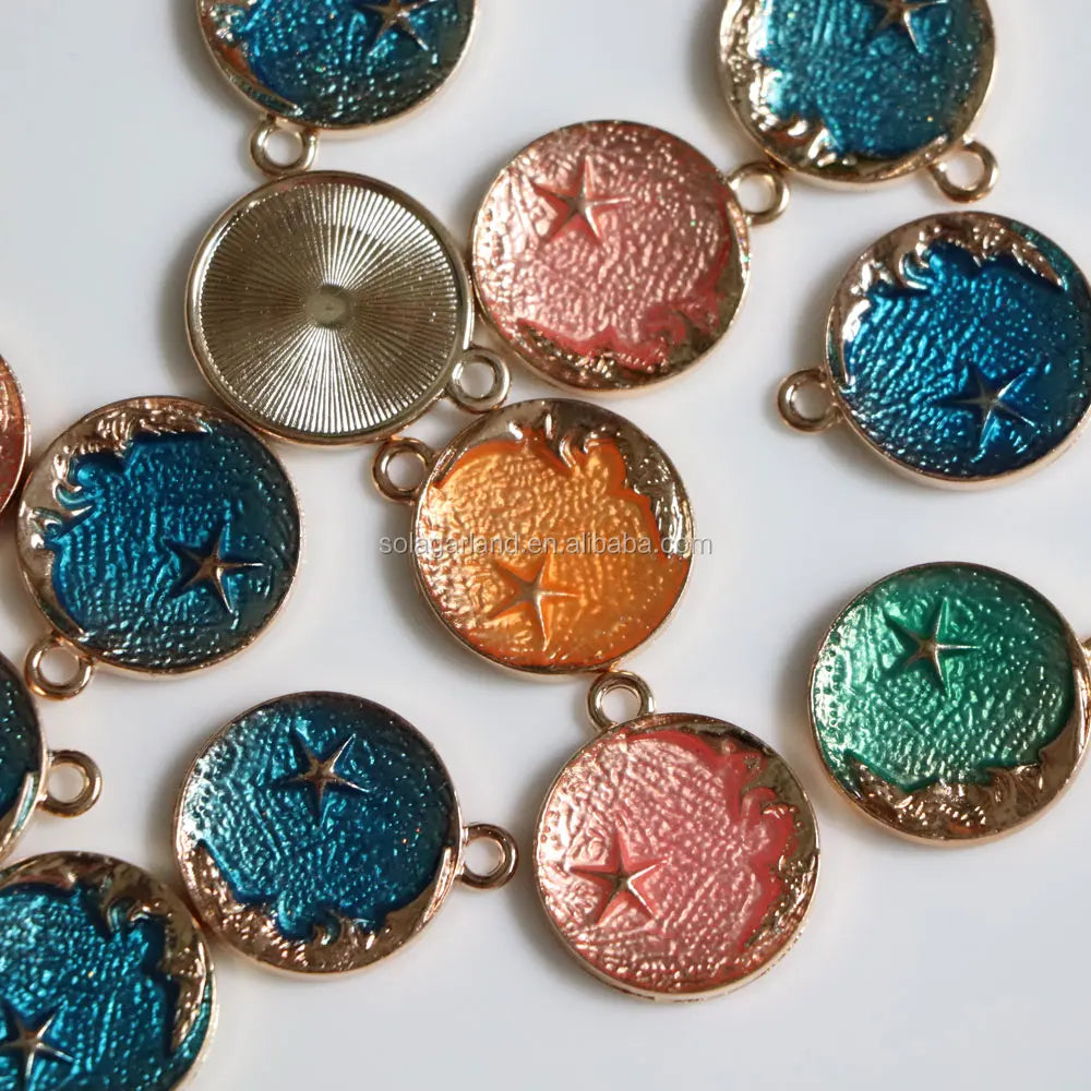 Space Enamel Charms Alloy Oil Drop Pendant for DIY Jewelry Bracelet Necklace Making Moon/Star/Planet