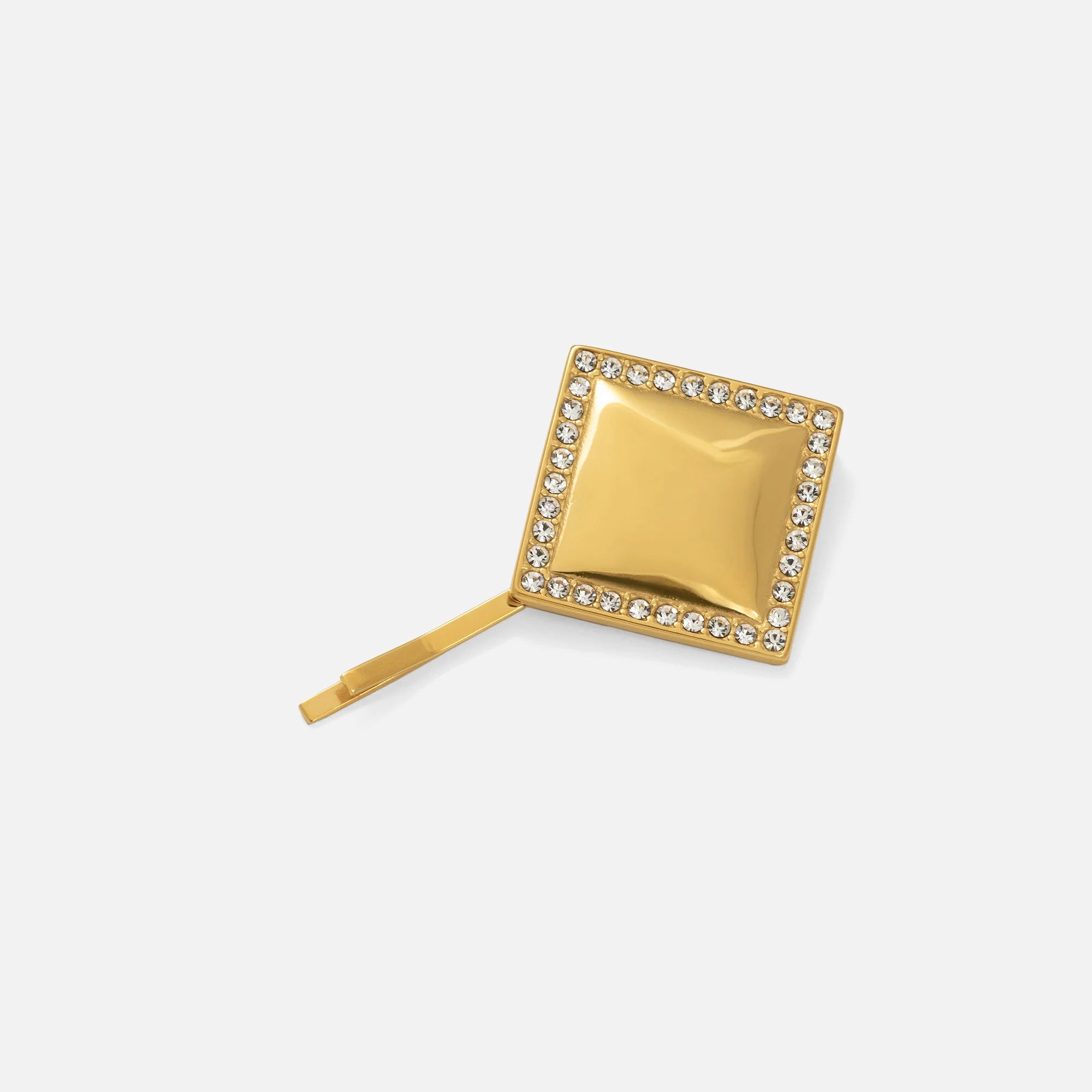 Dazan New HOT INS 18k Gold Plated Stainless Steel High End Vintage Super Shine Square Zircon Hair Clip Lady Hair Accessories