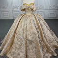 Luxurious Champagne Off Shoulder Satin Ball Gown Evening Party Plus Size Dresses Jancember 6556
