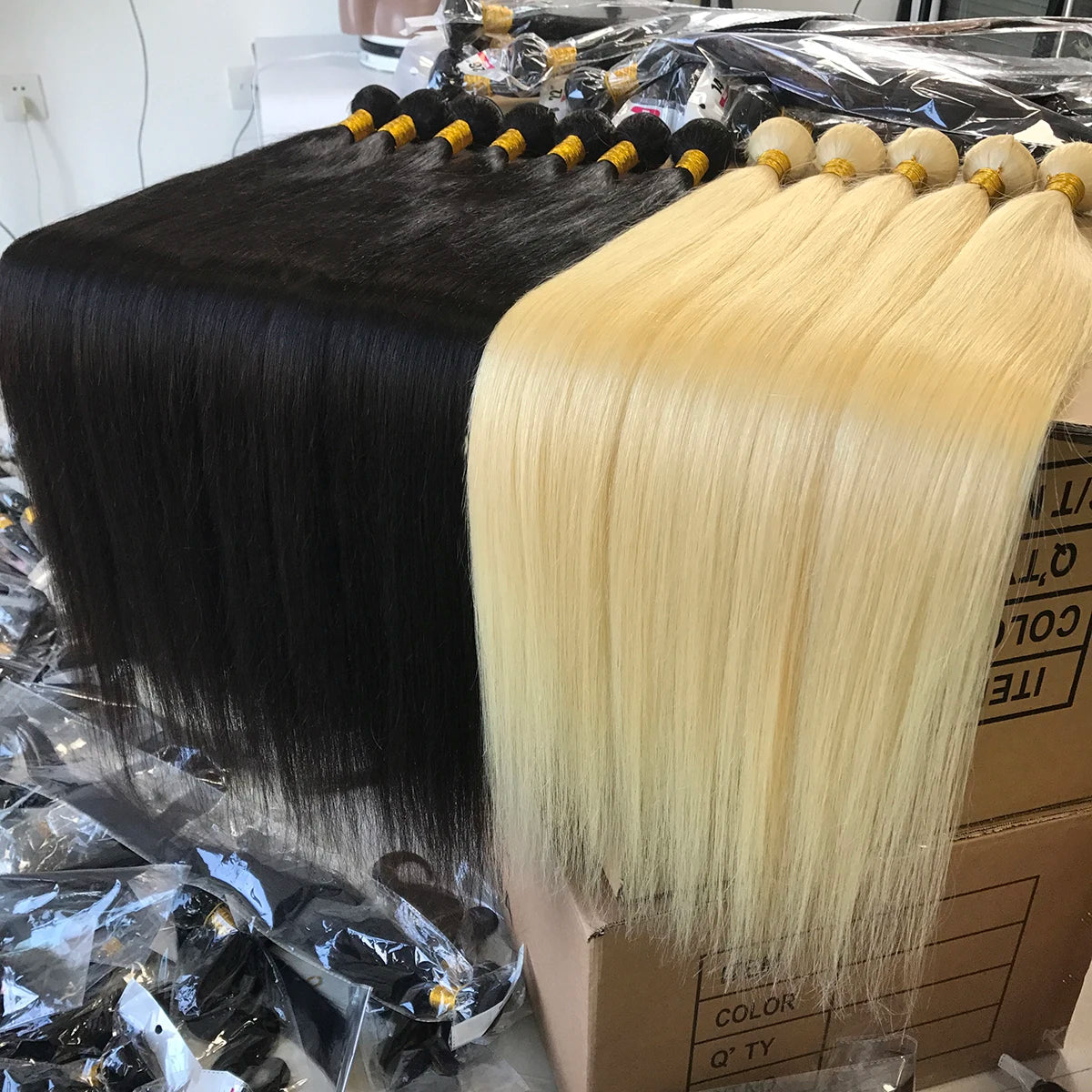 12A Raw Indian Cuticle Aligned Virgin Cheap 40 Inch Human Bundle Hair Vendor Color Blonde Straight 613  Bundles with Closure