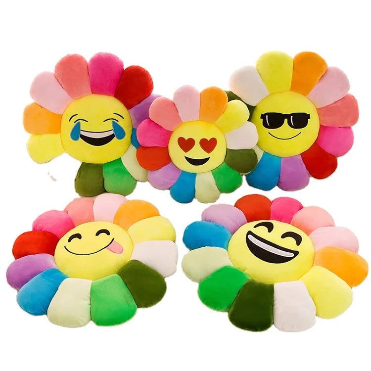 Popular Multi-Function Sunflower Stuffed Cushion Toys for Baby Adults Colorful Dog Design Stress Relief ODM PP Cotton