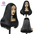 Daily Beauty Long Black Curly Pre Plucked Synthetic Lace Wigs Heat Resistant for Woman