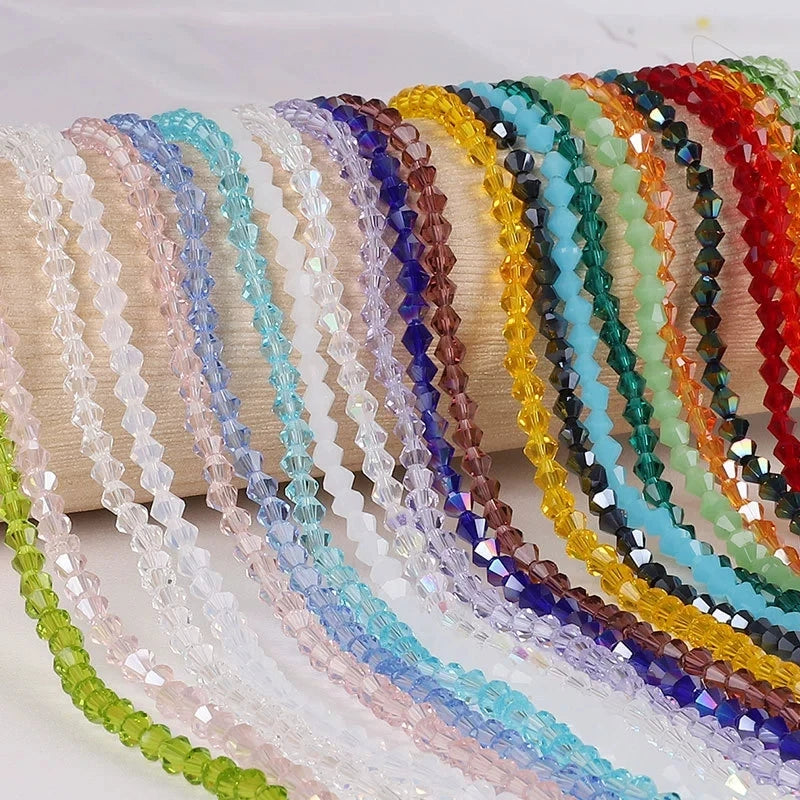DIY AB Color Flat Beads 3/4/6/8MM Crystal Fine Necklace Accessories Craft Transparent Glass Beads for Jewelry Bracelet Making