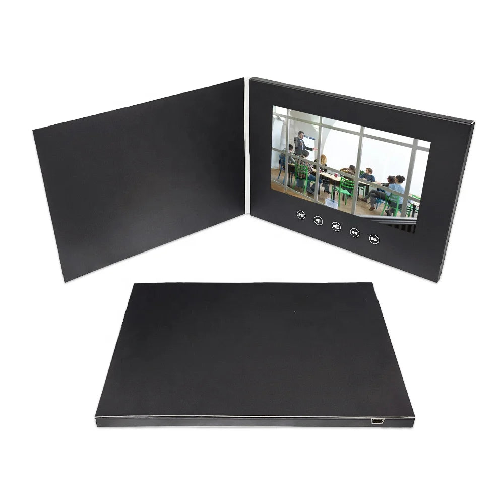 A5 Black Paper Advertising Player 7 Inch Video Music Photo Book LCD Booklet Business Video Brochure Invitation Card