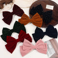 Korean Velvet Rhinestone Bowknot Hair Clip Solid Color Iron Drill Bow Tie Hairpin for Girls Fashion Large Spring Clip Barrettes
