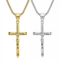 Minimalist jewelry stainless steel cross necklace for men women church prayer baptism jesus pendant square pearl chain wholesale