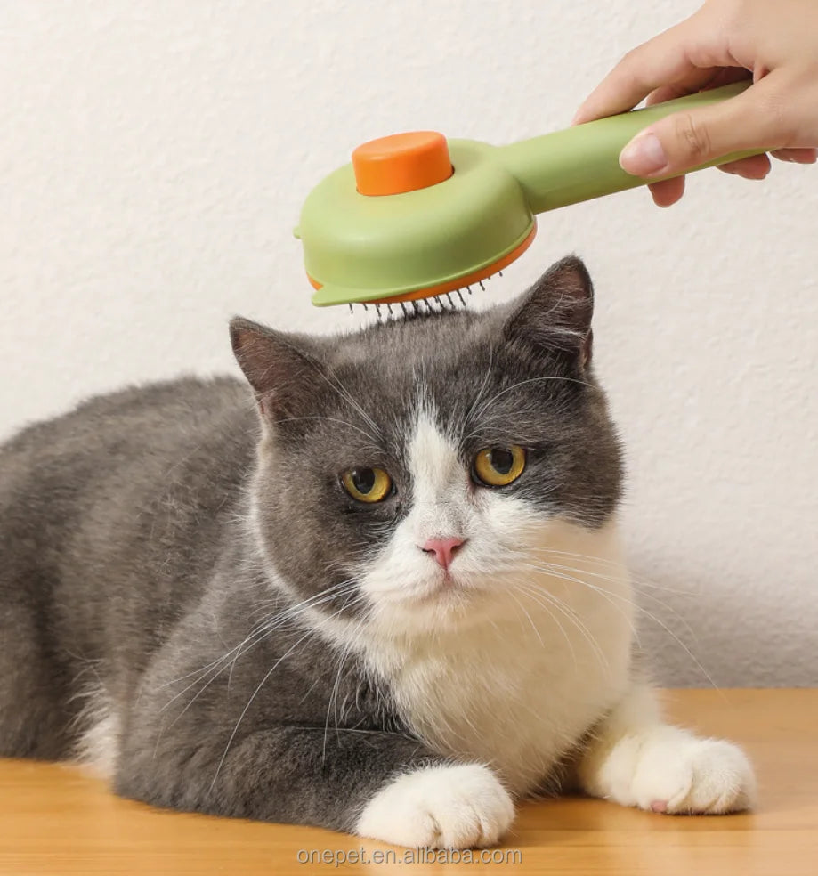 Luxury Stainless Steel Pet Grooming Comb with Self-Cleaning Feature for Cats and Dog Hair Removal Brush