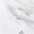 925 Sterling Silver Small Zircon Bowknot Shape Earings Gold Plated Cute CZ Bow Ear Stud Earrings Fashion Jewelry for Women
